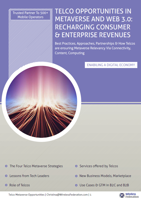 Metaverse: Telco Opportunities in Metaverse, Recharging Consumer & Enterprise Revenues - Comprehensive telecommunications research report cover by Wireless Federation